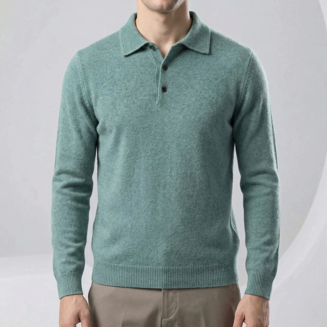 Aurelin - Langarm Polohemd Slim Fit Grün Decorique.de