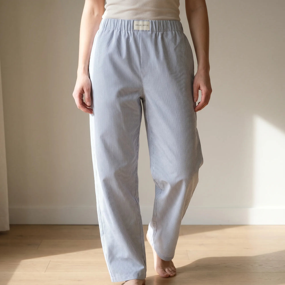 Loungia - Lässige Gestreifte Stoffhose