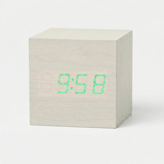 TimeCubeX - Digitales Quadratisches Tischgerät Weiß-Grün Decorique.de