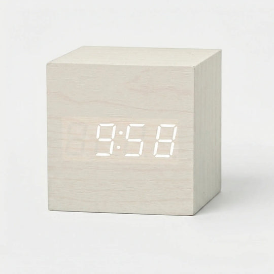 TimeCubeX - Digitales Quadratisches Tischgerät Weiß-Weiß Decorique.de