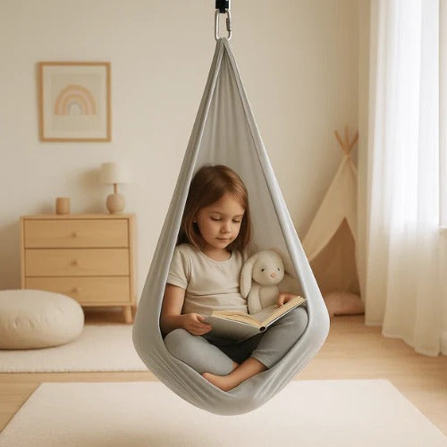 CalmSwing | Sensorische Autismus-Therapie-Schaukel für Innen- und Außenbereich Grau Decorique.de