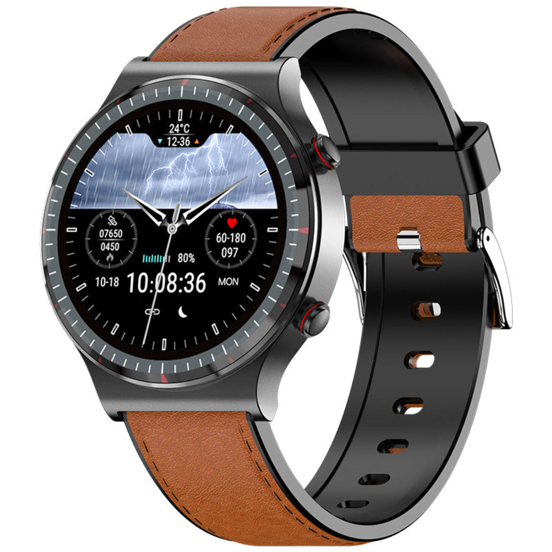 CardioSense | Medizinische EKG-Smartwatch mit Osram-Sensor Klassisches Schwarz Khaki Decorique.de