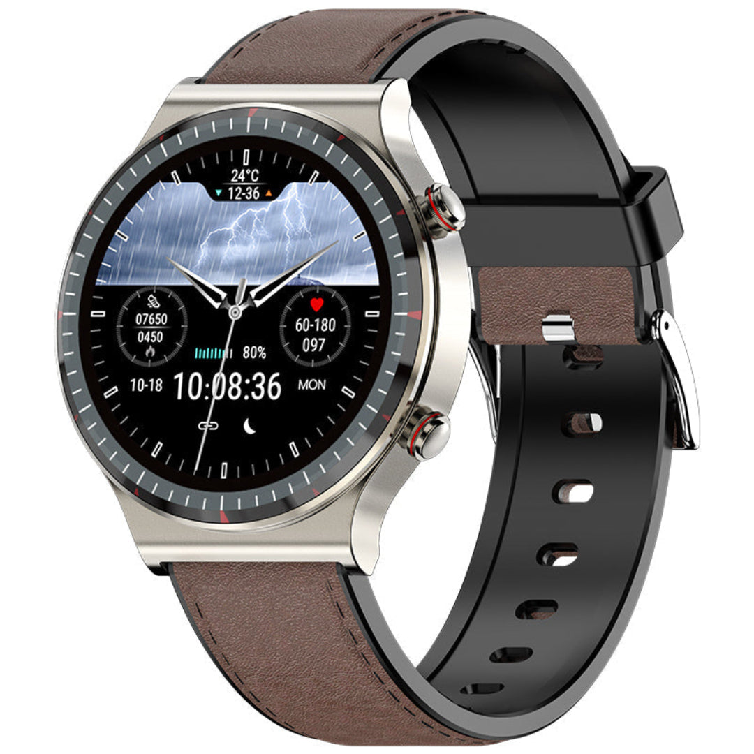CardioSense | Medizinische EKG-Smartwatch mit Osram-Sensor Premium Silber Braun Decorique.de