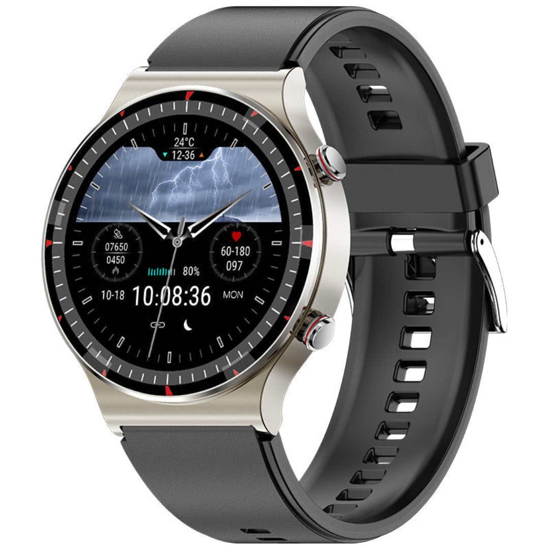 CardioSense | Medizinische EKG-Smartwatch mit Osram-Sensor Premium Silber Schwarz Decorique.de