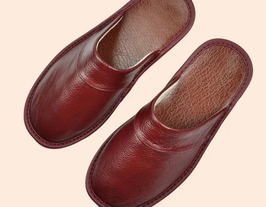 Eddie | Leder Herren Hausschuhe – Komfort & Wärme Burgunderrot Decorique.de