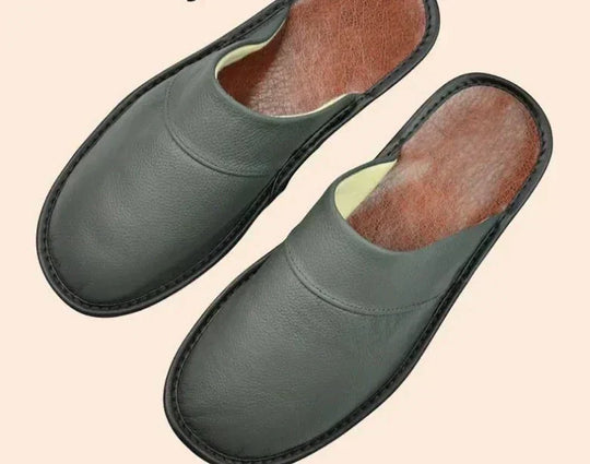 Eddie | Leder Herren Hausschuhe – Komfort & Wärme Grau Decorique.de