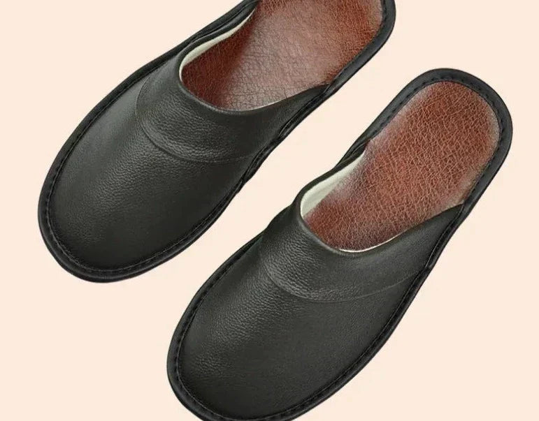 Eddie | Leder Herren Hausschuhe – Komfort & Wärme Schwarz Decorique.de