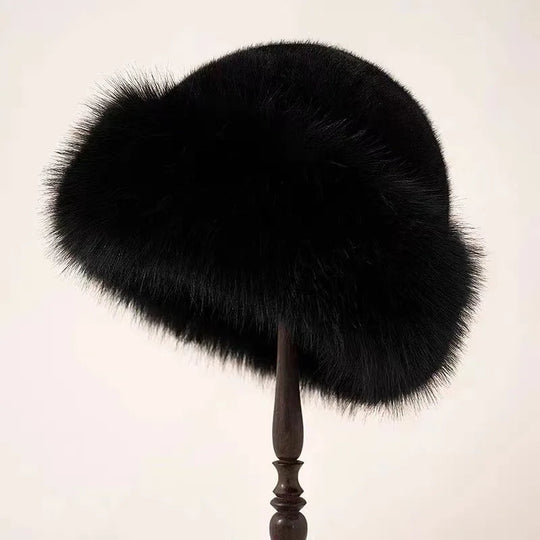 FurLuxe | Plüsch-Fellmütze – Dicke warme Fütterung & schicker Winterstil Schwarz Decorique.de