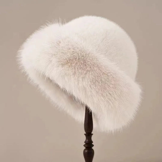 FurLuxe | Plüsch-Fellmütze – Dicke warme Fütterung & schicker Winterstil Weiß Decorique.de
