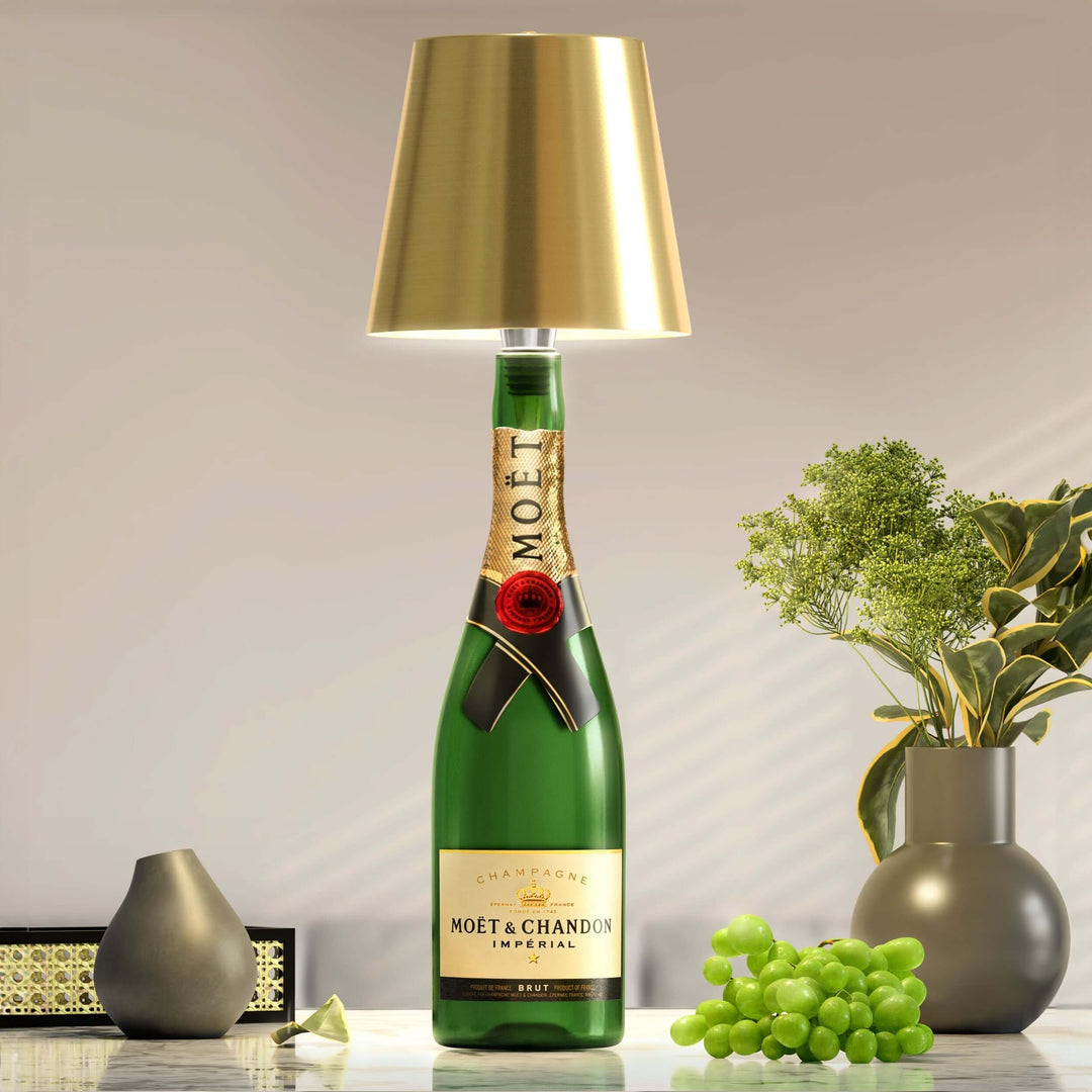 GlowBottle | Nachhaltige LED-Flaschenlampe Gold Decorique.de