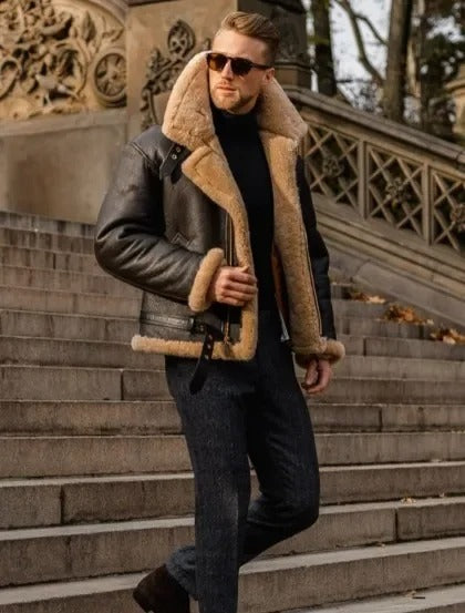 Hadrian | Pilotenjacke aus Schaffell – Luxus & Wärme Schwarz Decorique.de
