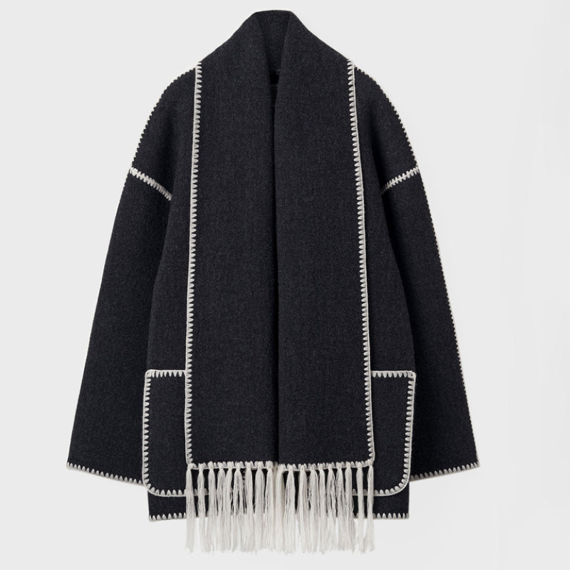 Lauren | Mélange Wollschal Jacke Decorique.de