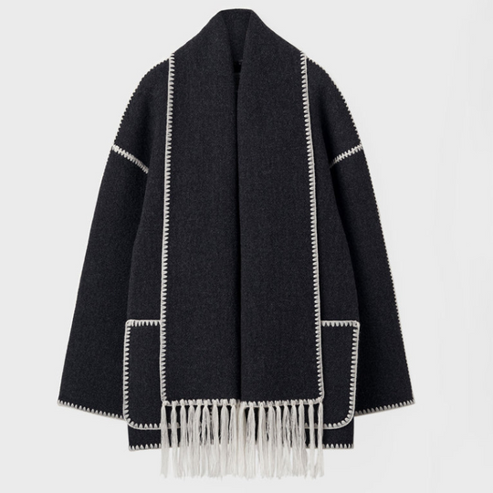 Lauren | Mélange Wollschal Jacke Decorique.de