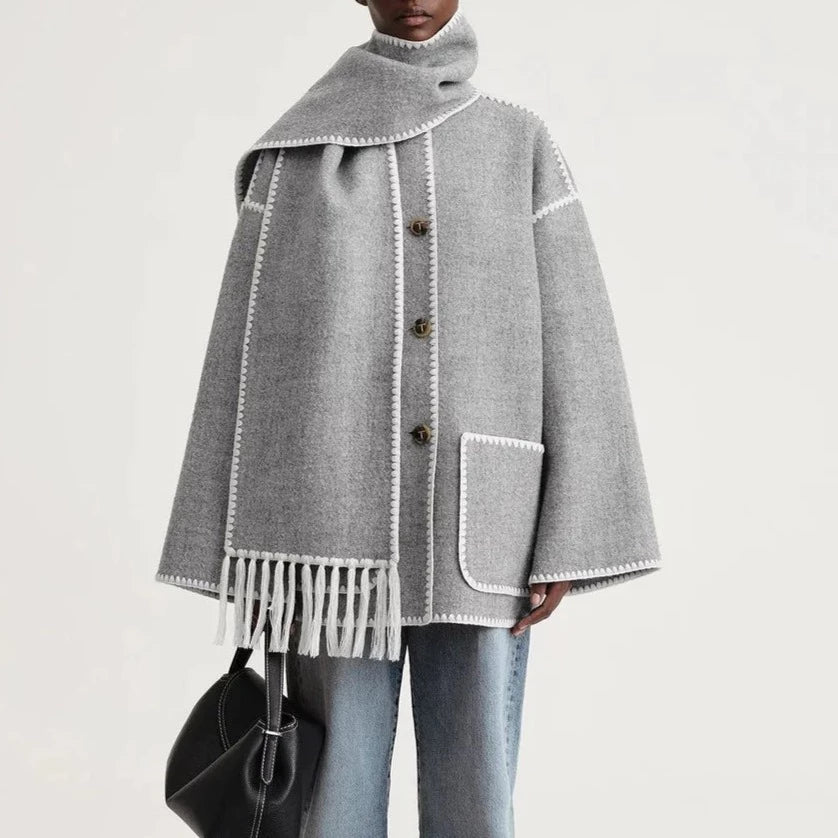 Lauren | Mélange Wollschal Jacke Decorique.de