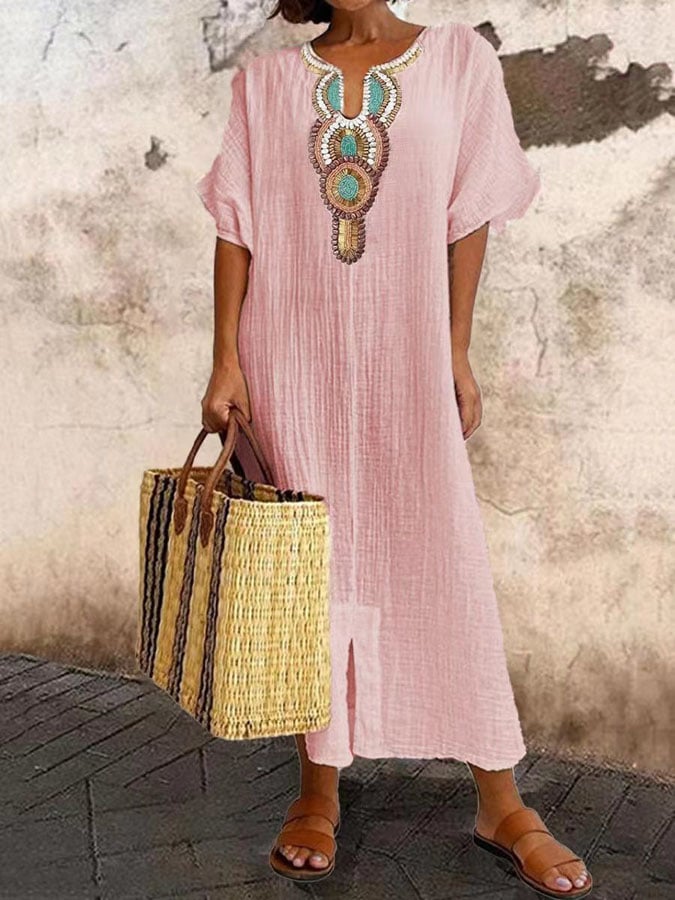 Luise | Damen Luftige Sommerkleid | Maxi Rosa Decorique.de