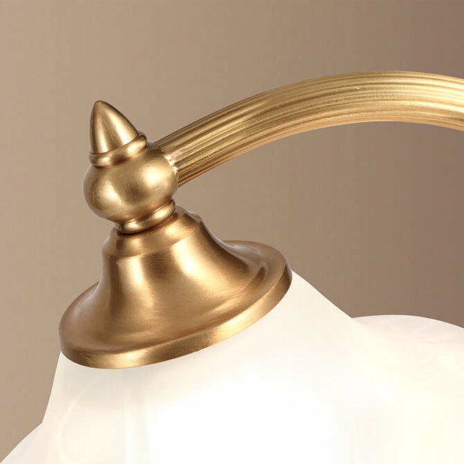 LumaFlora | Vintage Messing Glas Blütenblatt Schirm 1-Licht Tischlampe Decorique.de
