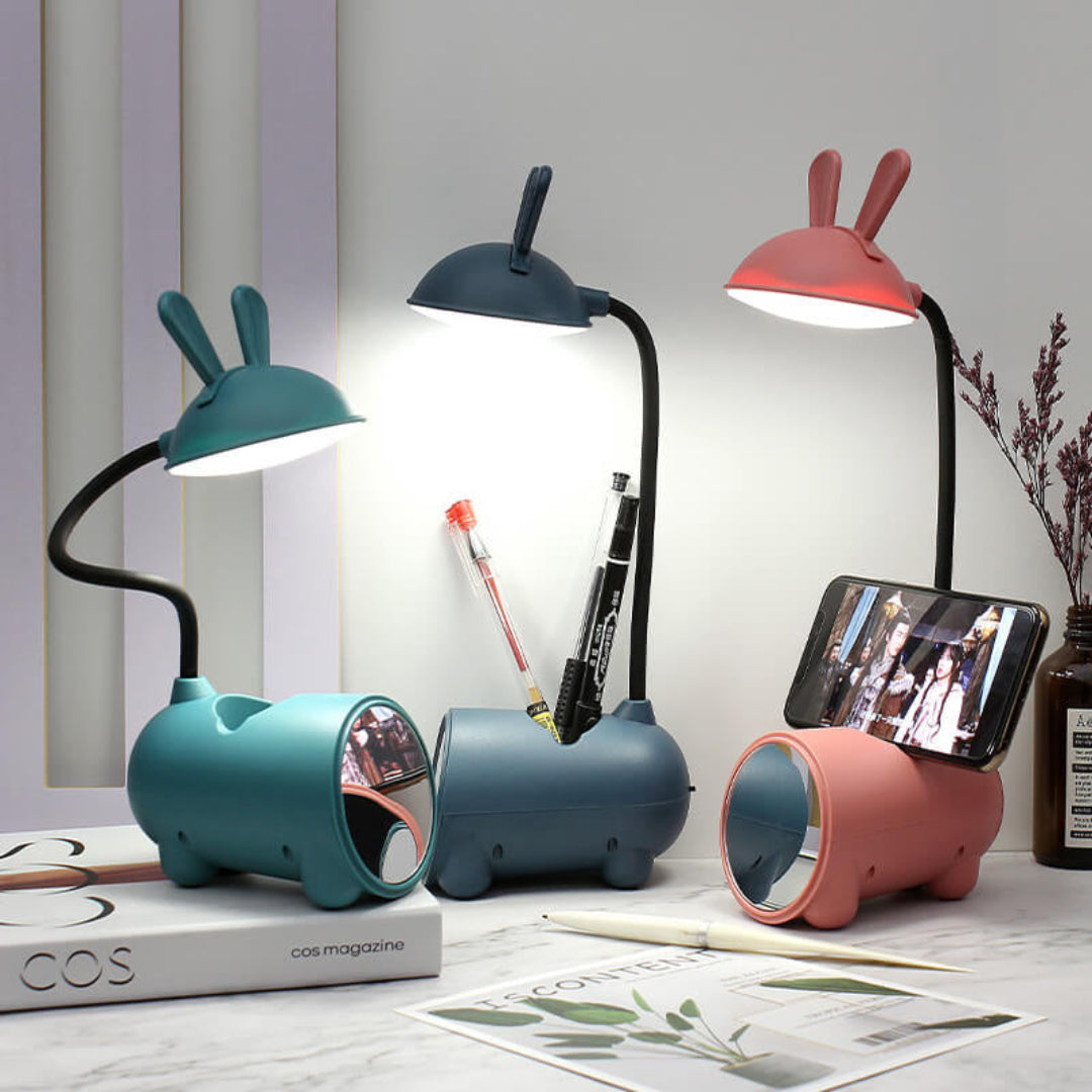 LumoBun | Kreative LED Tischlampe mit Stifthalter Rosa Decorique.de