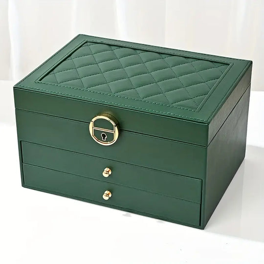 LuxeCase | Leather Jewellery Box – Multi-Layer Elegant Design Grün Decorique.de