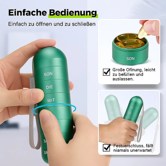 MediCase | Kompakter 7-Tage-Pillenorganizer aus Aluminium Decorique.de