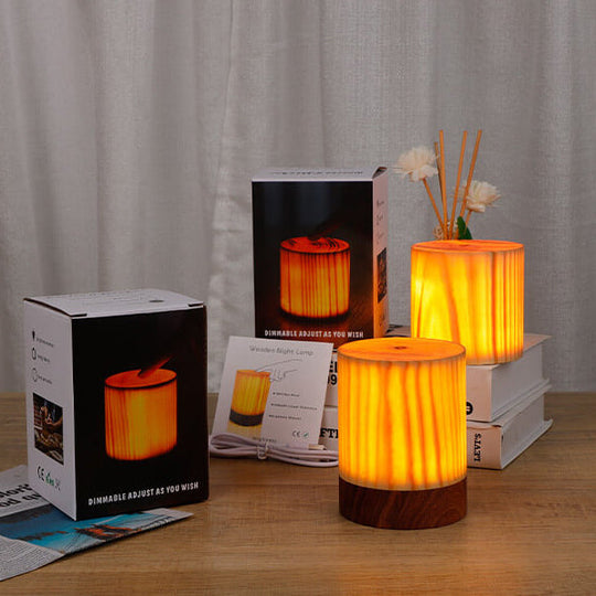 NoctiWood | Kreative Holz LED Touch Nachttischlampe Decorique.de