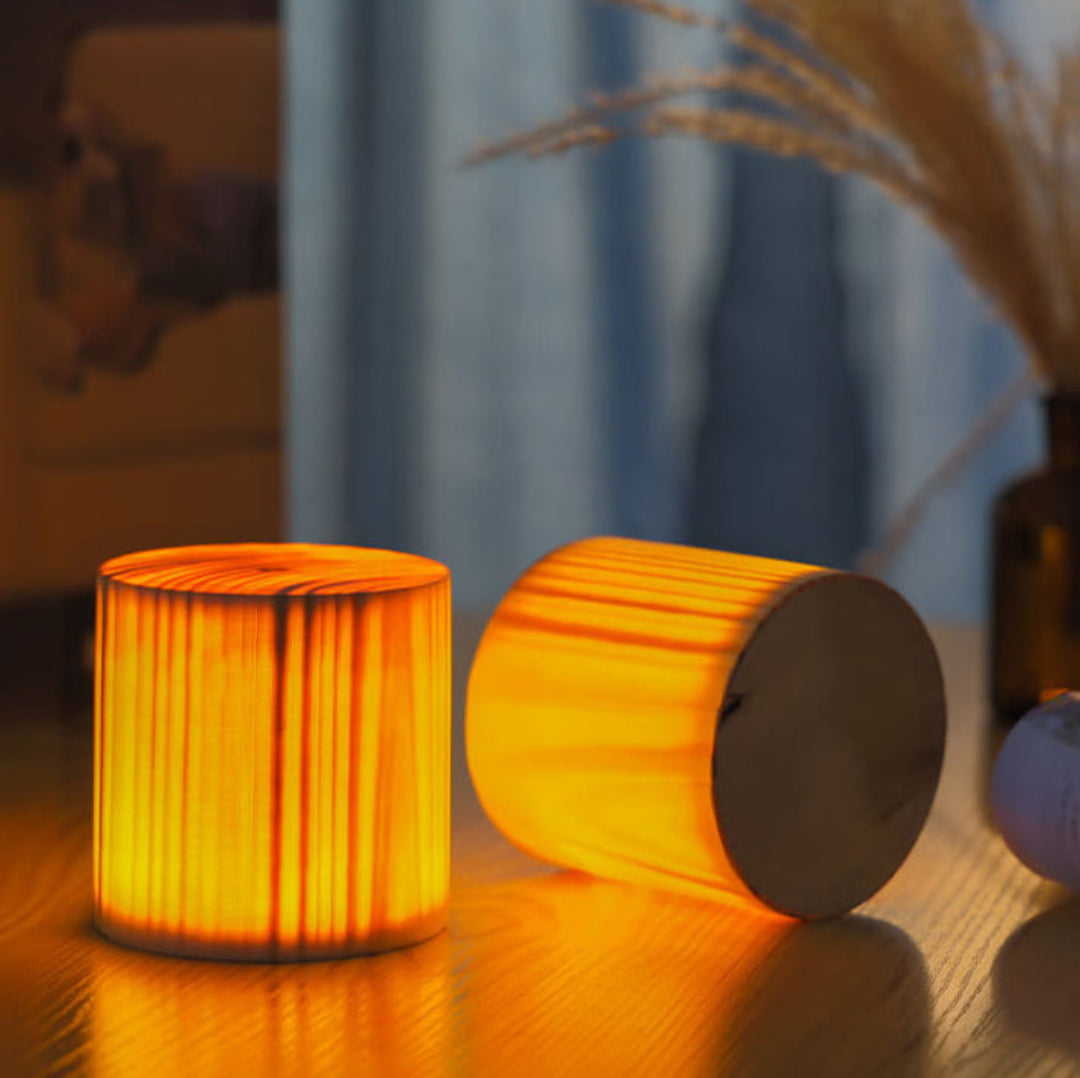 NoctiWood | Kreative Holz LED Touch Nachttischlampe Nicht wiederaufladbar Decorique.de