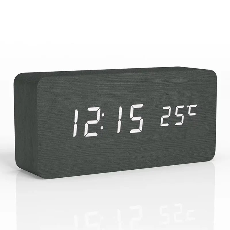 QuietWood | Lautlose Designuhr aus Holz & Licht Schwarz Decorique.de