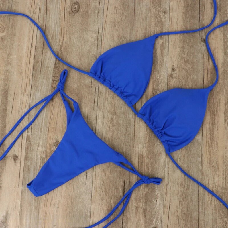 Selina | Streifenfreier Bräunungs-Bikini | Damen Blau Decorique.de