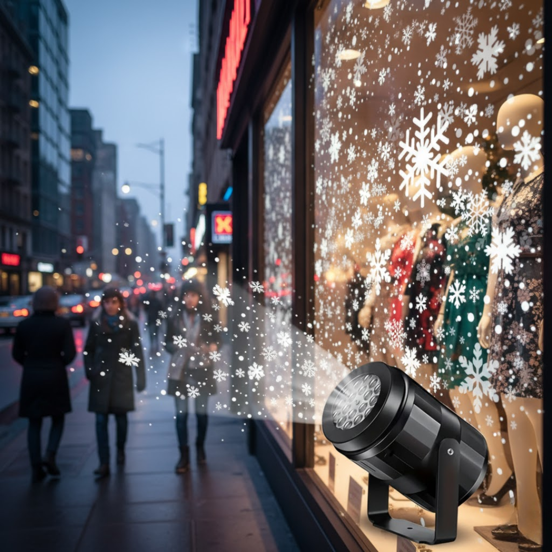 SnowMagic | Schneeflocken-Projektor – Innen/Außen LED Schneefall Decorique.de