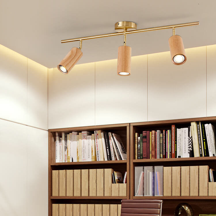 SpotLuxe | Elegante LED-Spots auf Walnussschiene 3 Holz - 230V Decorique.de