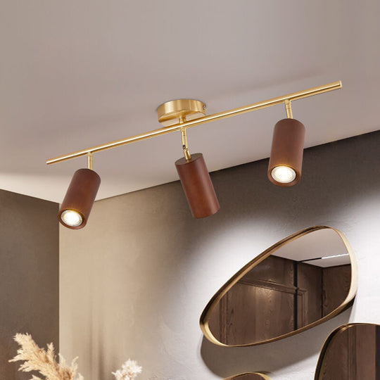 SpotLuxe | Elegante LED-Spots auf Walnussschiene 3 Walnuss - 230V Decorique.de