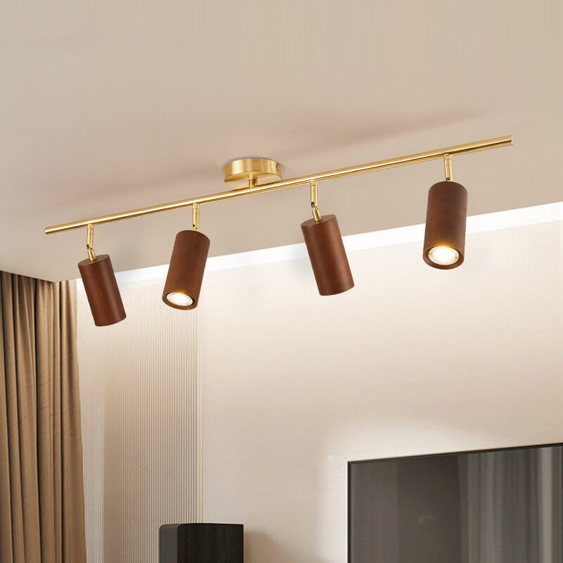 SpotLuxe | Elegante LED-Spots auf Walnussschiene 4 Walnuss - 230V Decorique.de
