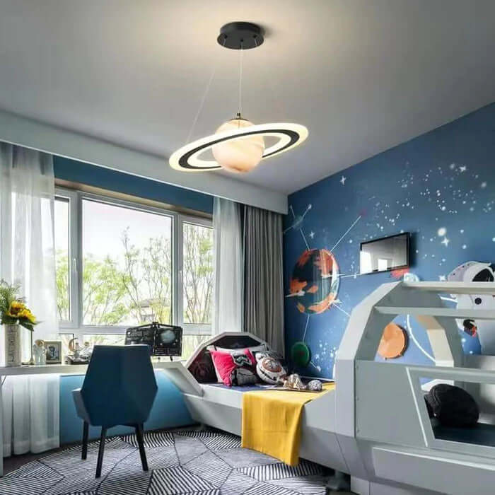 StarSphere | LED-Hängelampe im magischen Planeten-Design Oranger Saturn A (Ohne Astronaut) Decorique.de