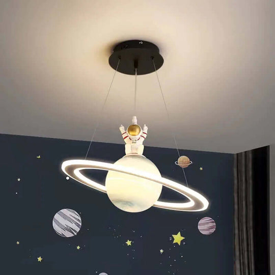 StarSphere | LED-Hängelampe im magischen Planeten-Design Oranger Saturn B (Mit Astronaut) Decorique.de