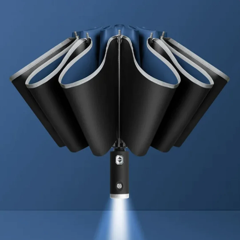 StormShield | Vollautomatischer Regenschirm mit LED-Beleuchtung Meeresblau Decorique.de