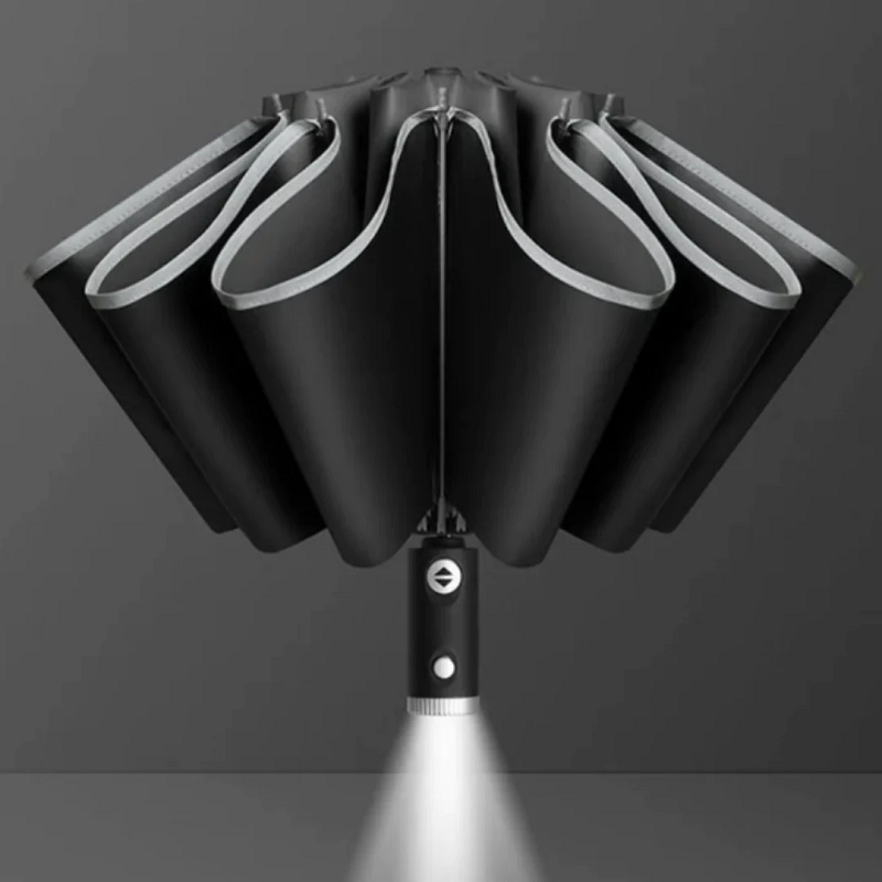 StormShield | Vollautomatischer Regenschirm mit LED-Beleuchtung Schwarz Decorique.de