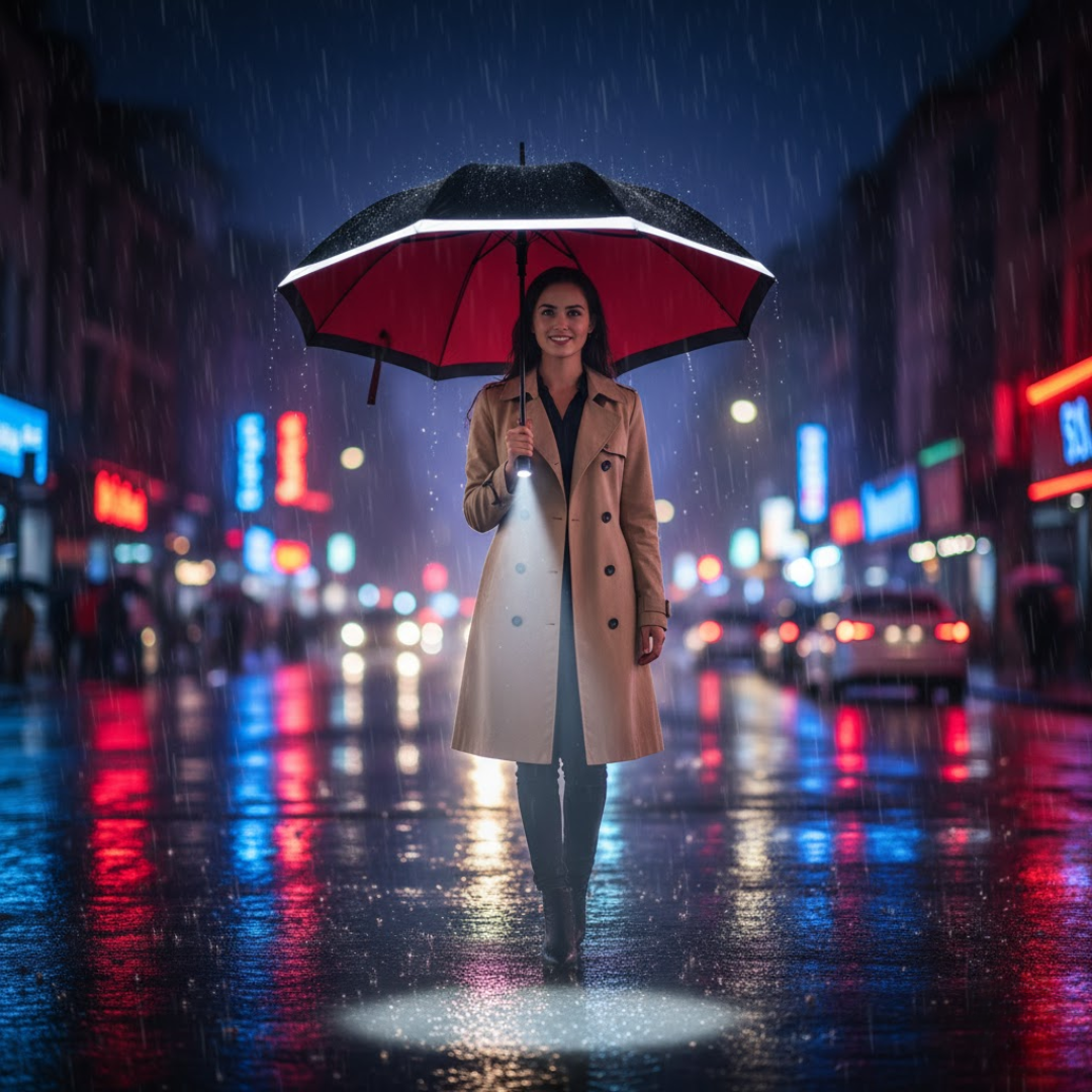 StormShield | Vollautomatischer Regenschirm mit LED-Beleuchtung Decorique.de
