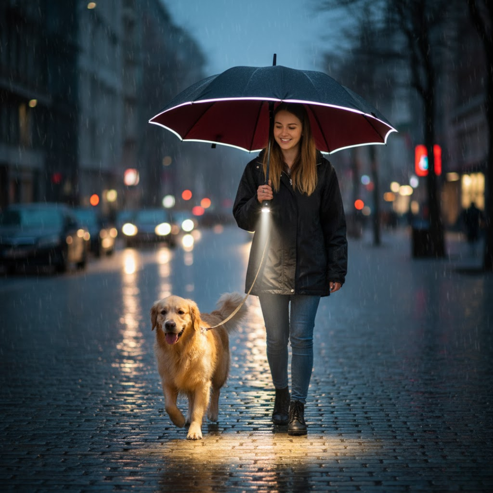 StormShield | Vollautomatischer Regenschirm mit LED-Beleuchtung Decorique.de