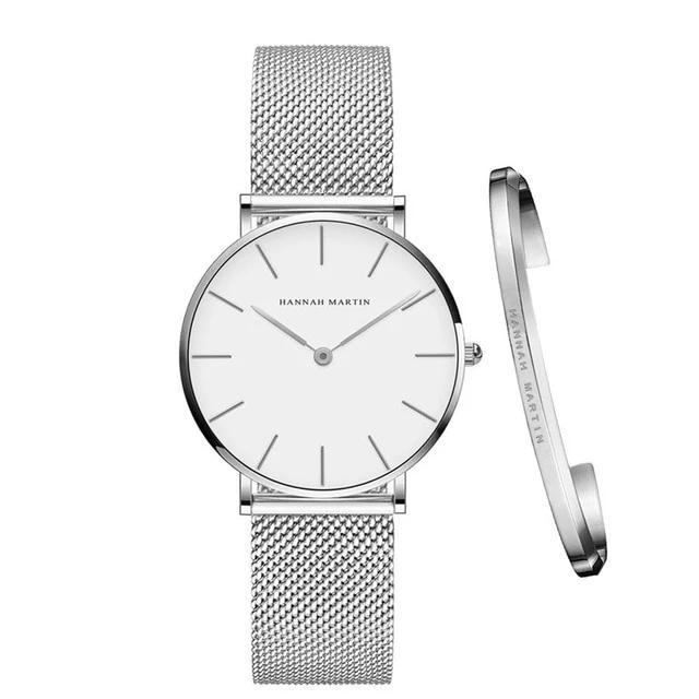 Timeless | Elegante Damenarmbanduhr mit Armband Silber Weiß Decorique.de