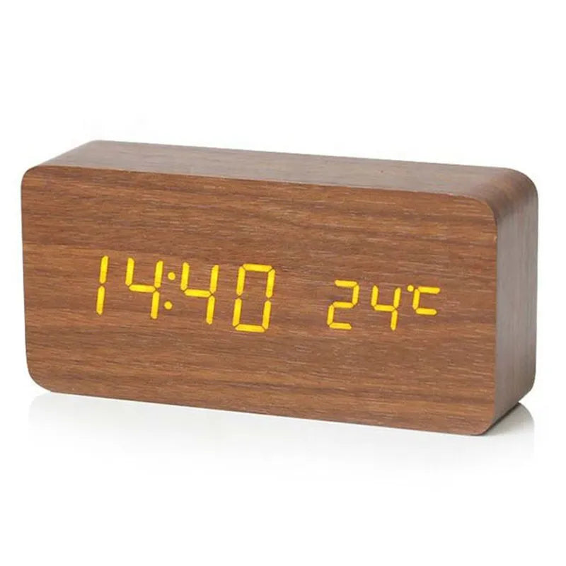 TimeWood | Digitale Holzuhr mit LED-Anzeige, Lautlos-Funktion & modernem Design Braun Decorique.de