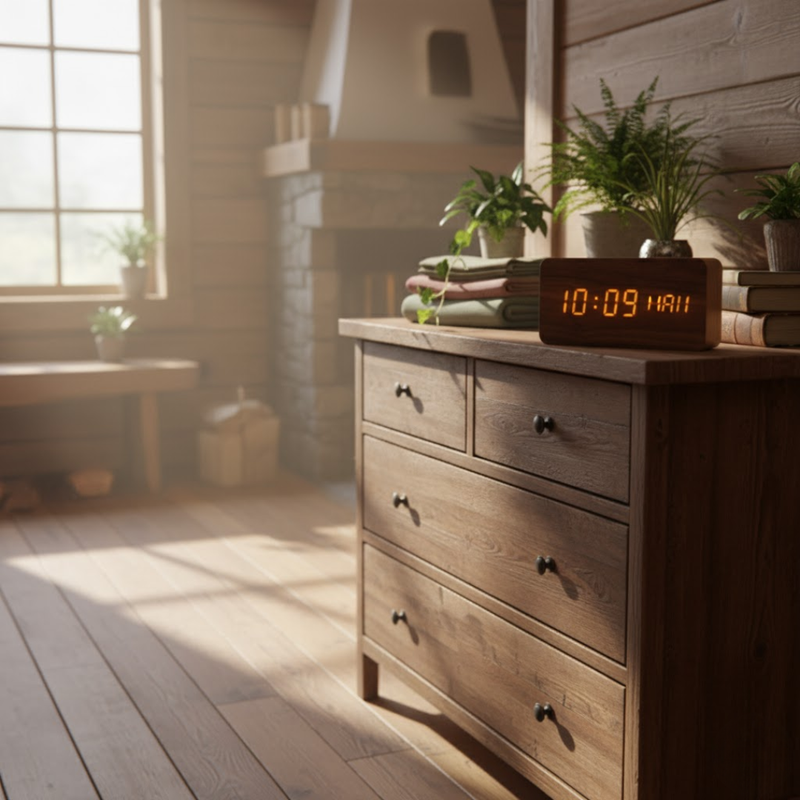 TimeWood | Digitale Holzuhr mit LED-Anzeige, Lautlos-Funktion & modernem Design Decorique.de
