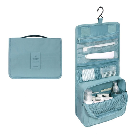 TravelEase | Wasserabweisende Reise-Kosmetiktasche mit Haken Blau Decorique.de