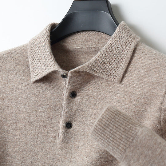 Valerio | Kaschmir Poloshirt – Eleganz in Reinform Sandfarbe Decorique.de