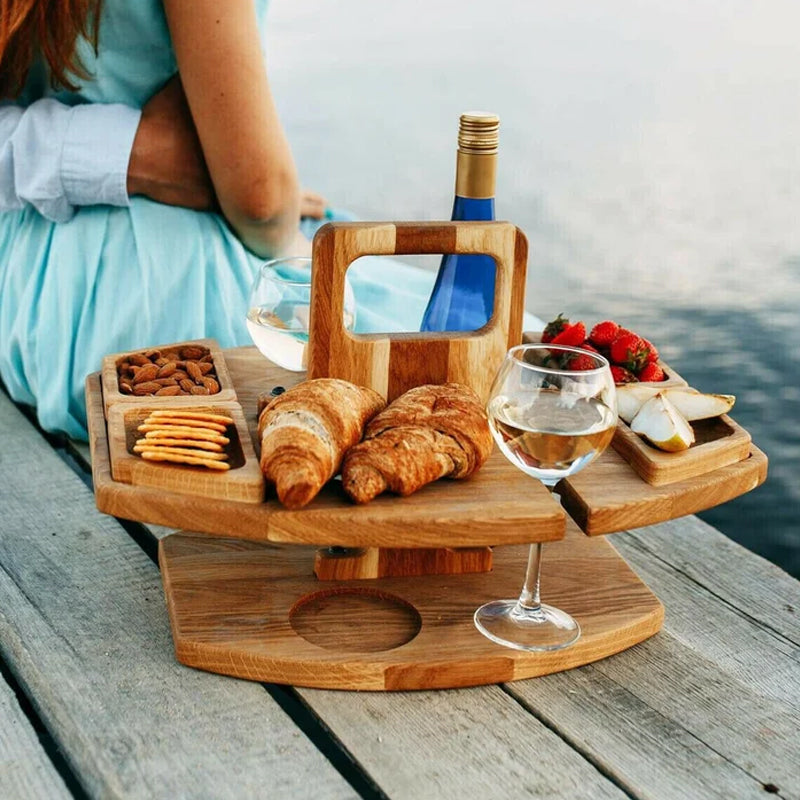 WineNest | Tragbarer Holz-Picknick-Weintisch Decorique.de