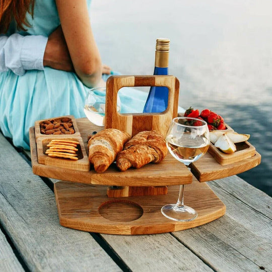 WineNest | Tragbarer Holz-Picknick-Weintisch Decorique.de