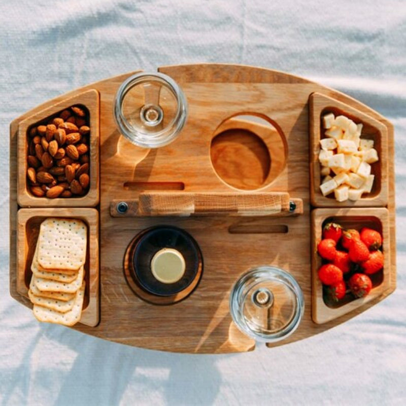 WineNest | Tragbarer Holz-Picknick-Weintisch Decorique.de