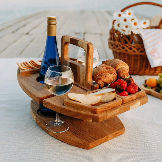 WineNest | Tragbarer Holz-Picknick-Weintisch Decorique.de
