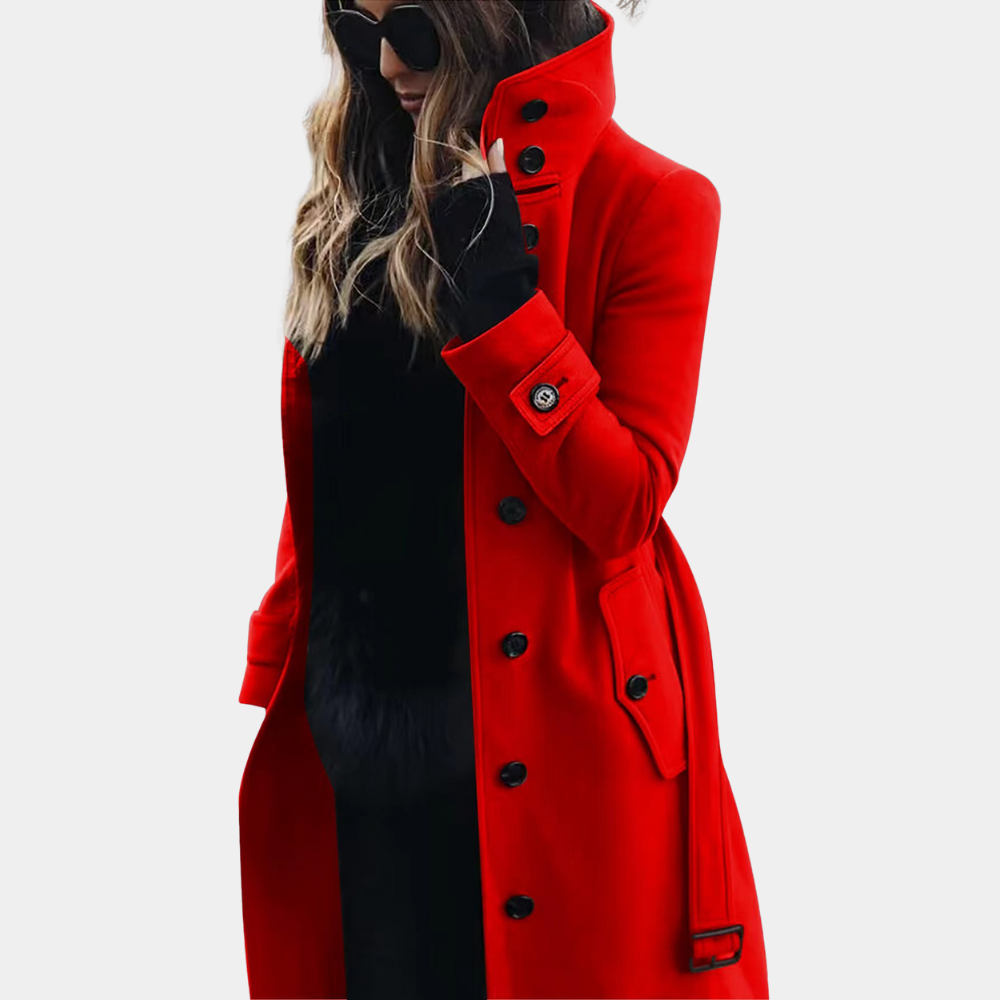 Yuna | Damen Trenchcoat – Stilvolle Wärme für den Winter Rot Decorique.de