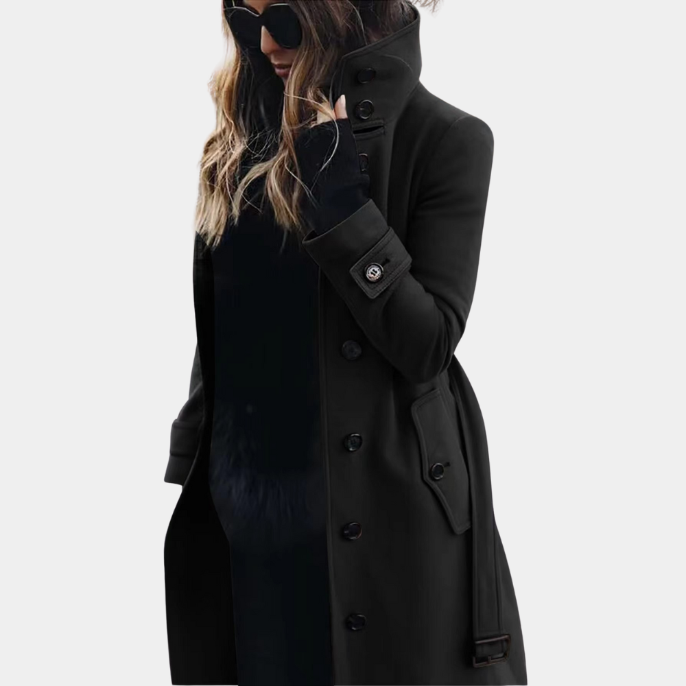 Yuna | Damen Trenchcoat – Stilvolle Wärme für den Winter Schwarz Decorique.de